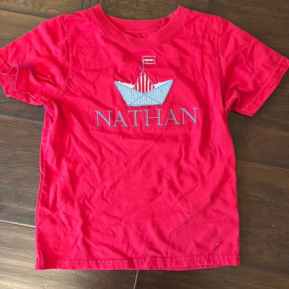 Boys embroidered T-shirt for Nathan.